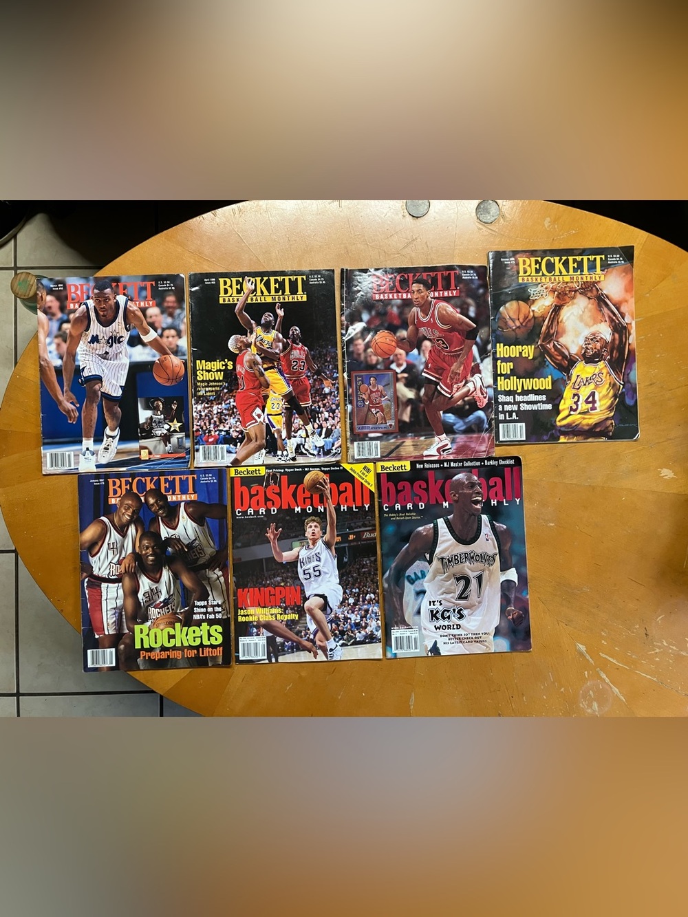 Vintage 90s Beckett Basketball Magazine Price Guide Lot (7 Issues) Shaq Pippen